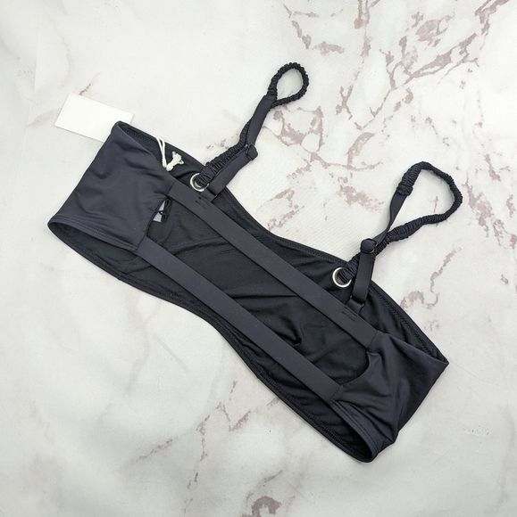 Good American Swim Top Women 5 2X Black Sporty Grommet Strappy Bandeau Scrunch - Picture 4 of 8